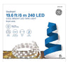 GE StayBright 240-Light 19.6-ft White Integrated LED Christmas Tape Lights
