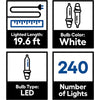 GE StayBright 240-Light 19.6-ft White Integrated LED Christmas Tape Lights