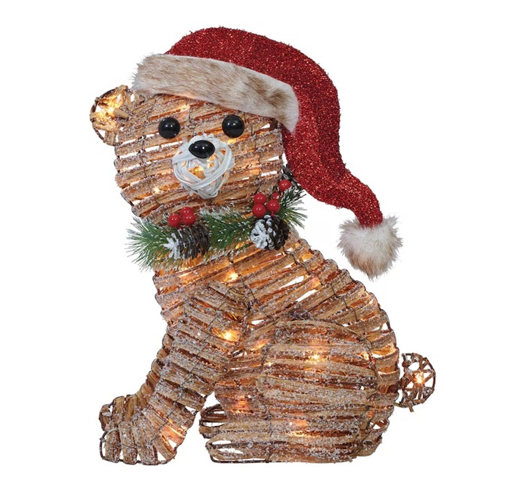 Holiday Living 18-inch Rattan Bear Free Standing Christmas Decoration