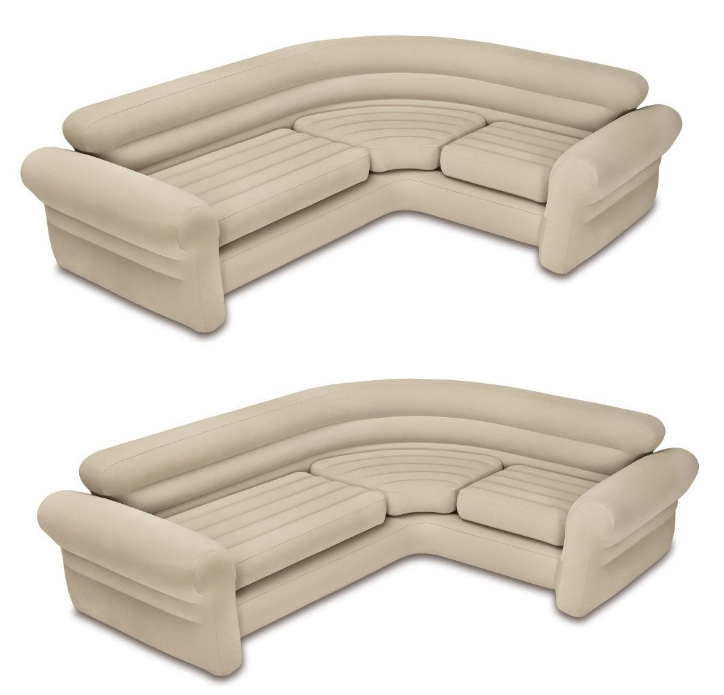 Intex Inflatable Corner Sofa Soft Beige 101" X 80" X 30" (2-Pack)