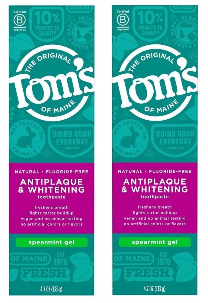 Tom's of Maine Antiplaque and Whitening Natural Toothpaste Spearmint Gel 4.7oz (2-Pack)