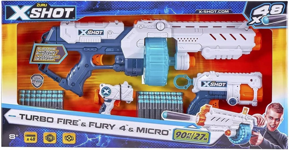X-Shot Turbo Fire & Fury 4 and Micro Combo Pack with 48 Darts by ZURU