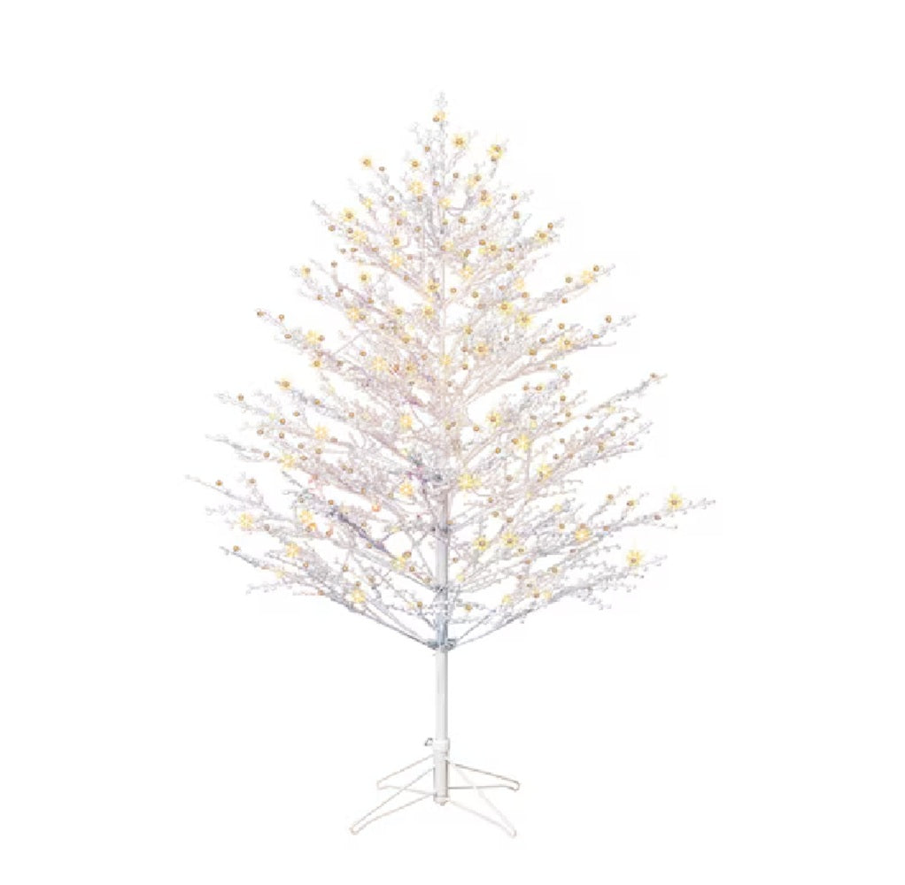 GE 5-ft Winterberry White Artificial Branch Christmas Tree with Multicolor LED Lights