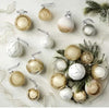 Mercasia 18-Pieces Hand Decorated Glass Ornaments in Gold and White