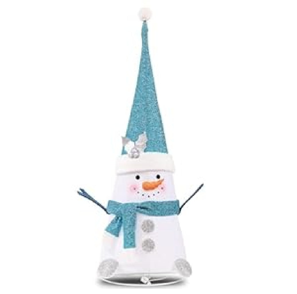 45-inch Tinsel Snowman Christmas Decor with LED Lights (Blue & White)