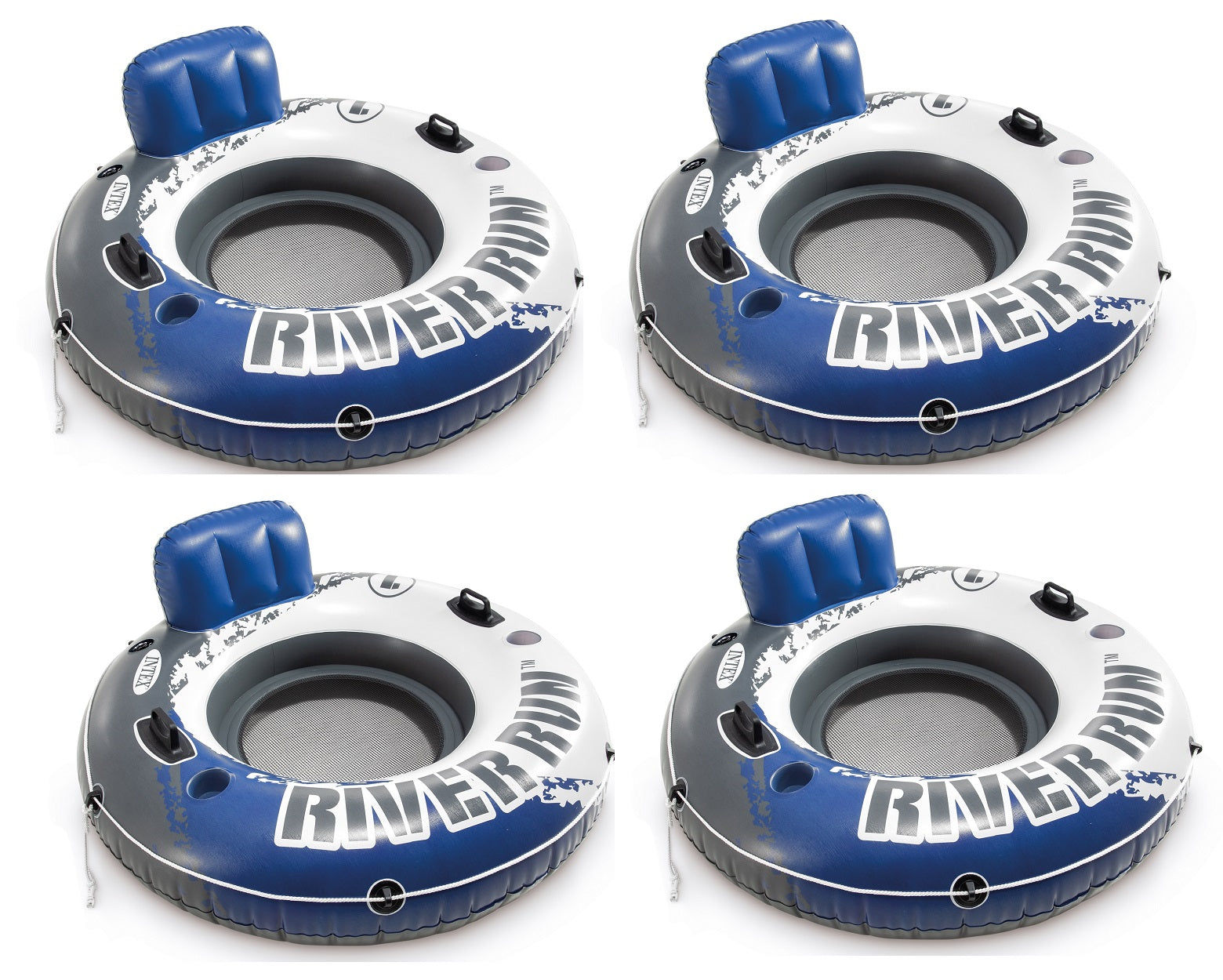 Intex River Run 1 Inflatable 53-inch Floating Lake Tube Blue (4-Pack)