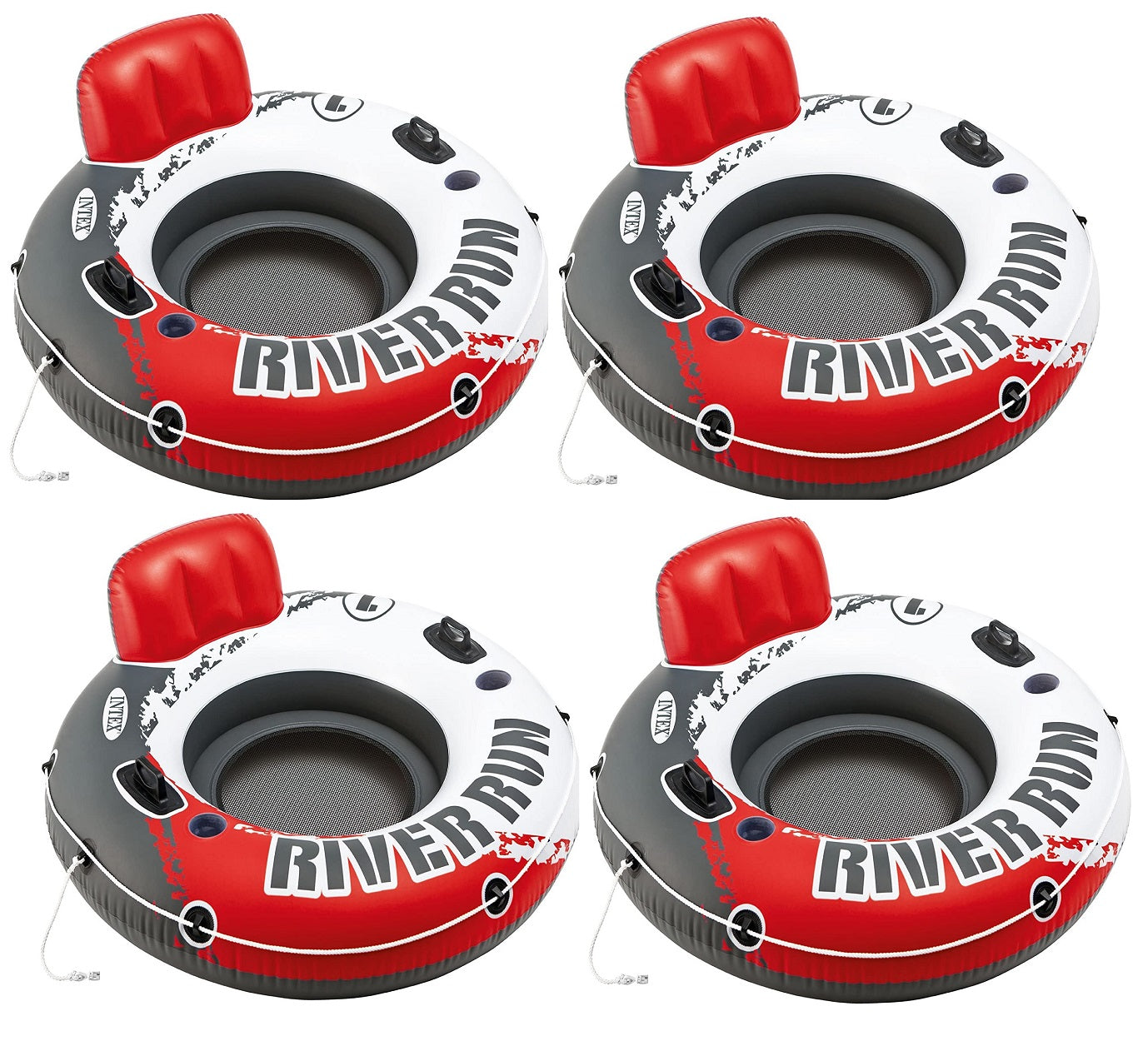 Intex Red Fire Edition River Run 1 Inflatable Floating Lake Tube 53-inch 4-Pack