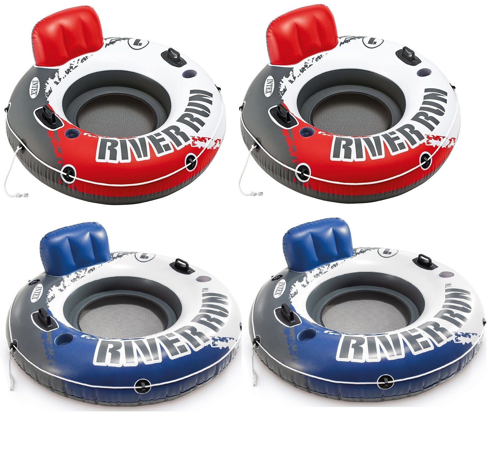 Intex River Run 4-Pack 2 Fire Red River Run and 2 Blue River Run 53" Lounge