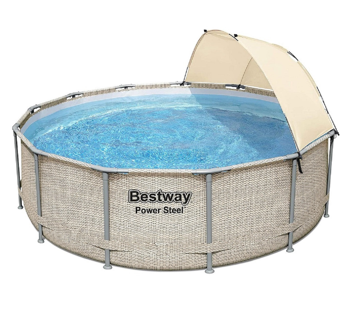 Bestway 13' x 42" Power Steel Frame Above Ground Round Swimming Pool Set