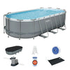 Bestway 561CDE Power Steel 18FT x 9FT x 48IN Oval Above Ground Swimming Pool Set