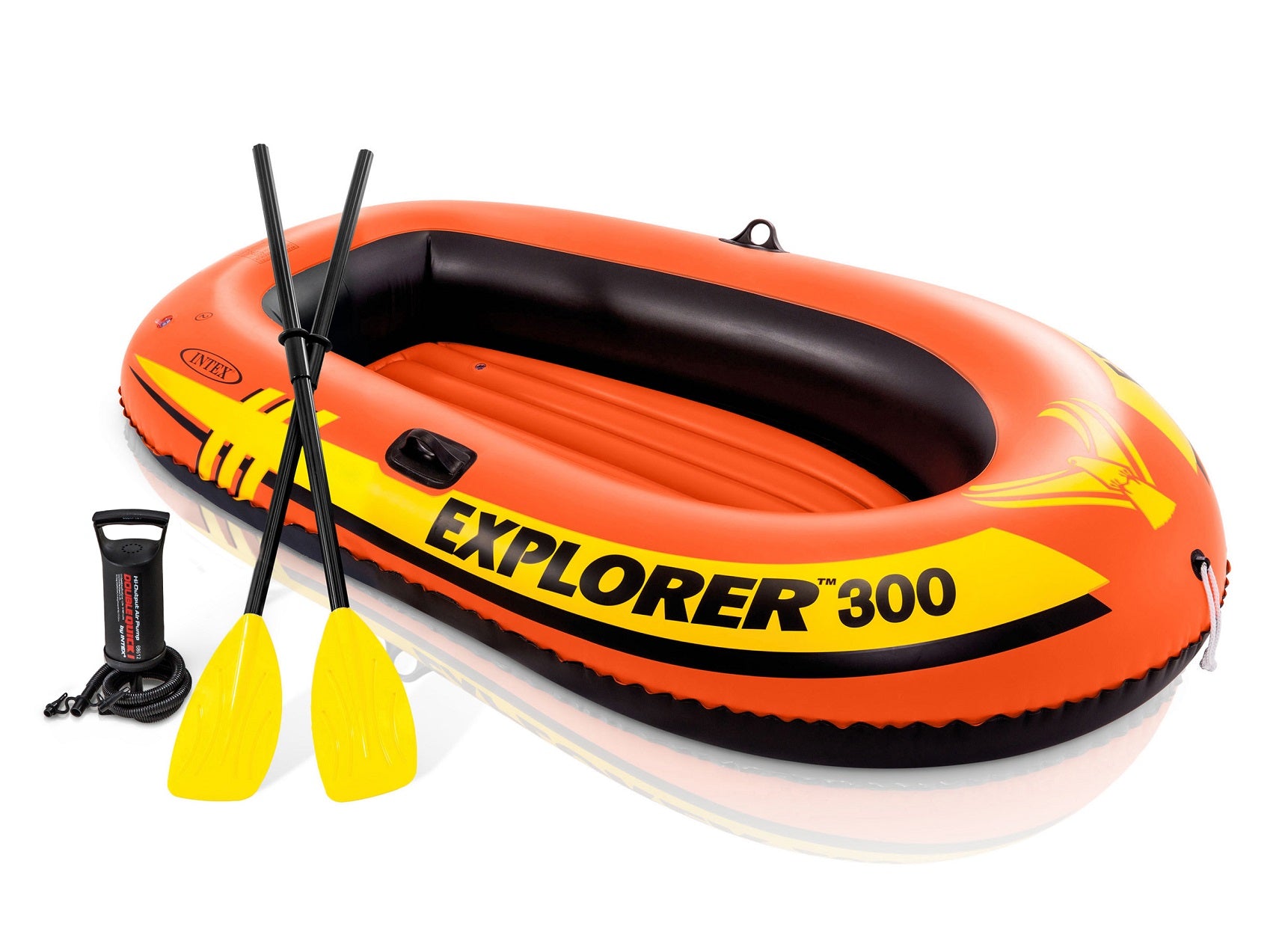 Intex Explorer 300 3-Person Inflatable Boat Set with French Oars and Air Pump