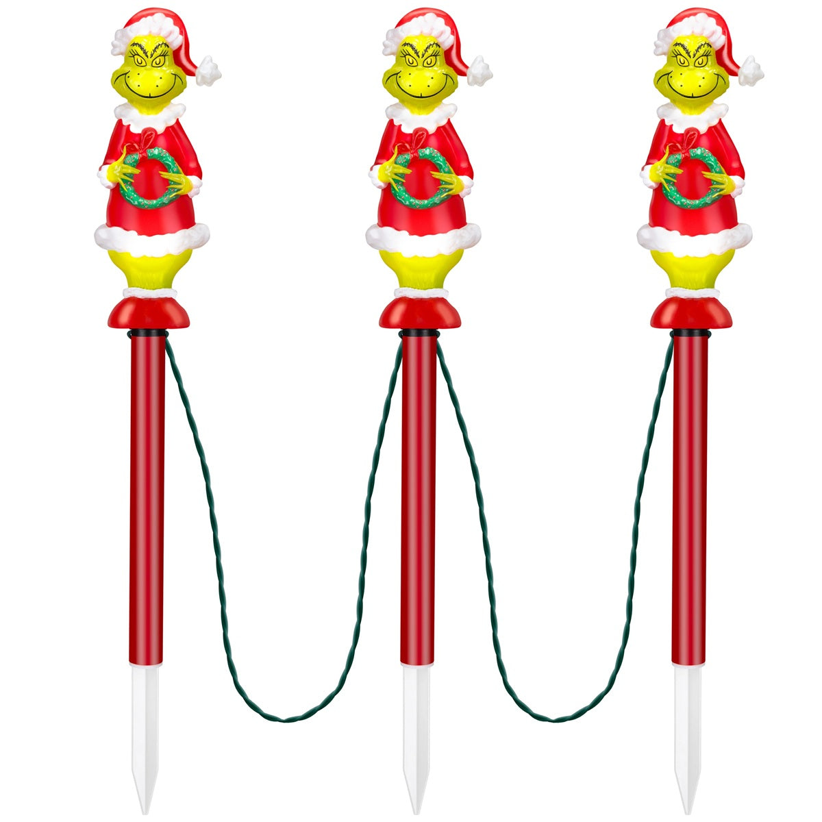 Gemmy The Grinch Lightshow 3-Marker White Christmas Pathway Markers