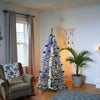 Premium 6ft Artificial Pre-Decorated Lighted Popup Christmas Tree in Blue/White