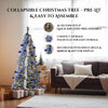 Premium 6ft Artificial Pre-Decorated Lighted Popup Christmas Tree in Blue/White