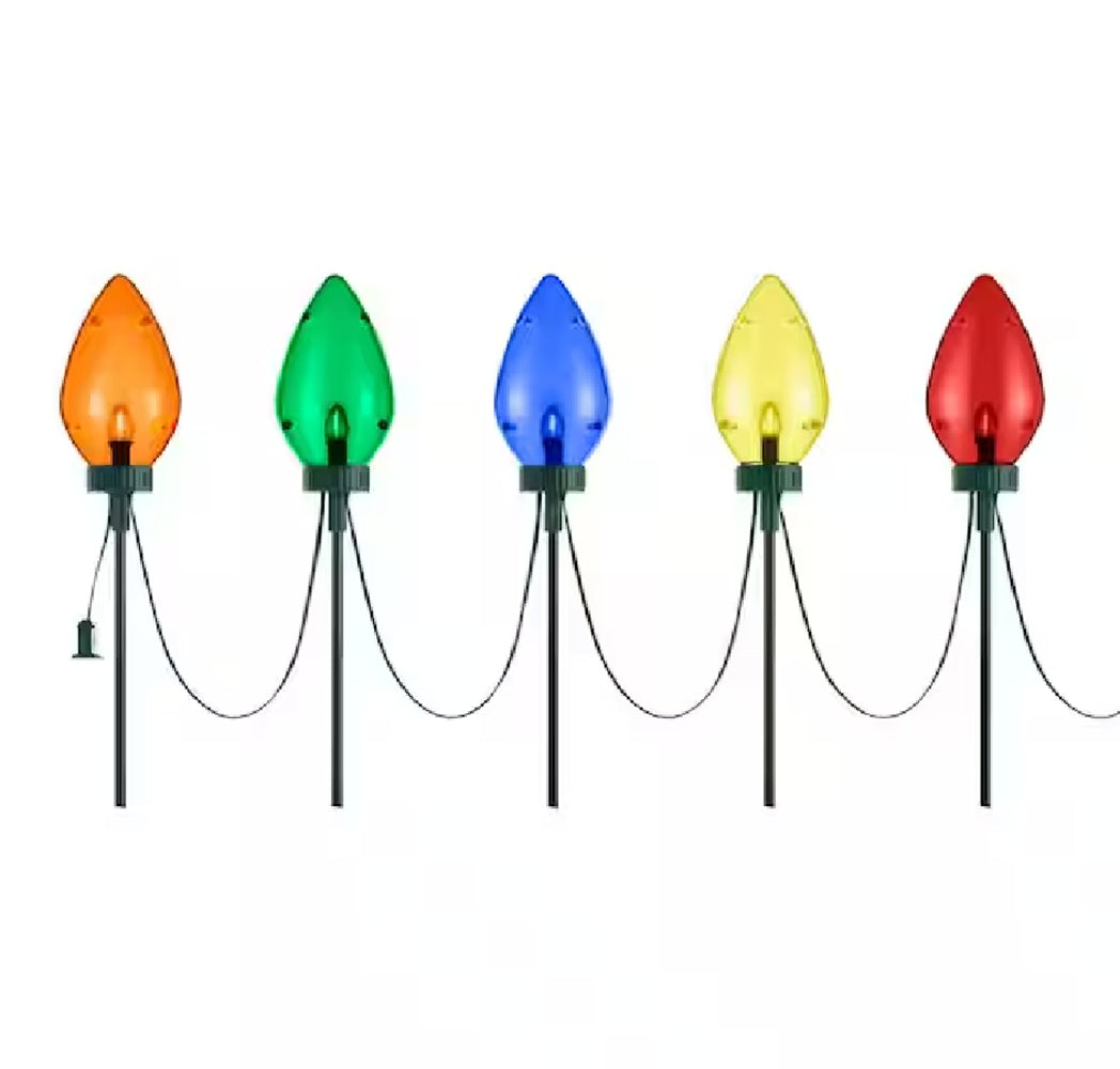 Home Accents Holiday 20 in Multi-Colored Giant C7 LED Pathway Lights 5-Pack