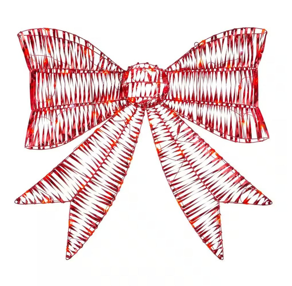 Home Accents Holiday 4 ft. Sparkle Red LED Metallic Bow Holiday Yard Decoration