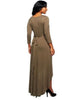 Lisa Rinna Belle Gray Hi-Low Hem Long Sleeve Maxi Dress, Wine, 1X