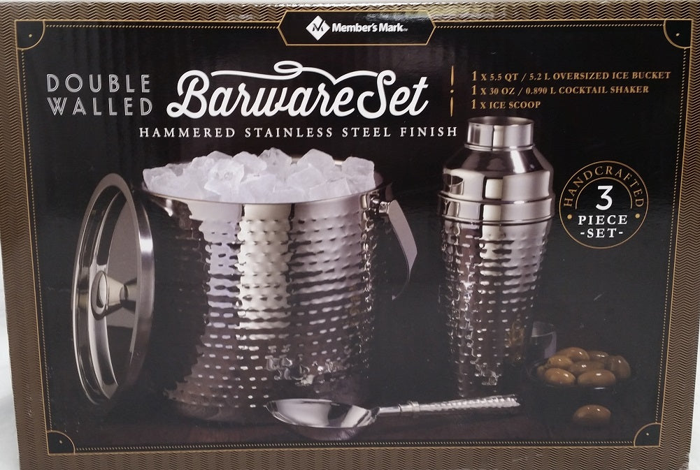 Member's Mark 3-Piece Barware Set, Stainless Steel Finish