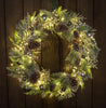 Red Co 30" Artificial Christmas Wreath Decorated Pine Cones LEDs Battery Silver