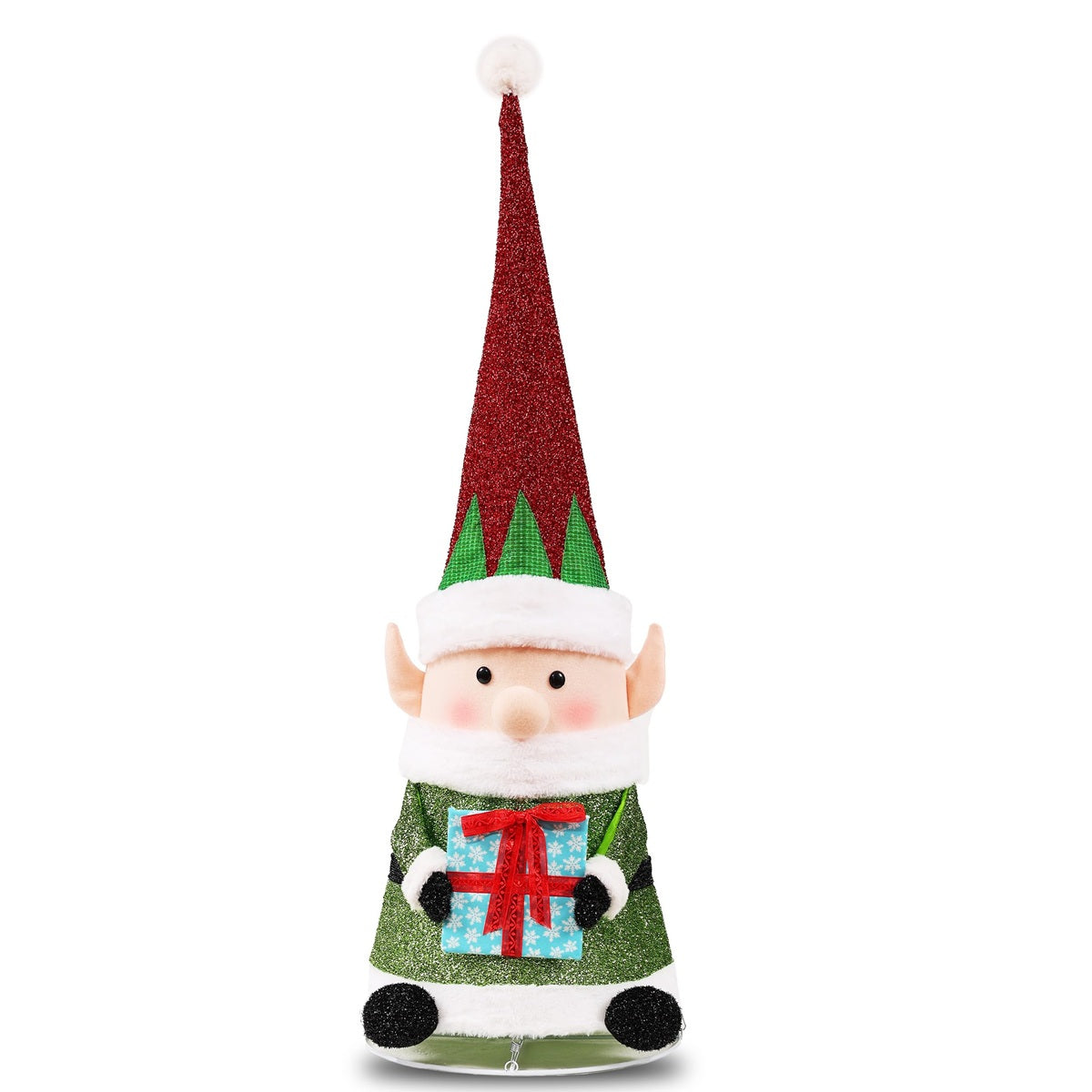 45-inch Tinsel Elf Christmas Decor with LED Lights (Red & Green)