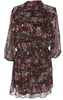 Jennifer Hudson Red Combo Batik Print Dress with Button Detail, Medium