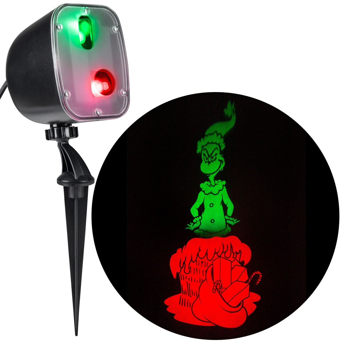 Grinch Lightshow LED Rising Plus Christmas Light Show Projector Red/Green
