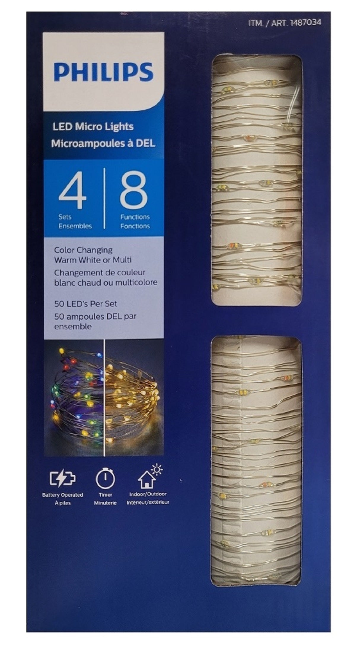 Philips Battery Operated LED Micro Lights Color Changing Warm White/Multi 4 Sets