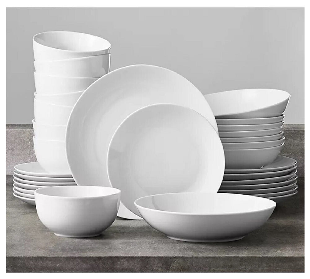 Member's Mark 32-Piece Porcelain Dinnerware Set, White