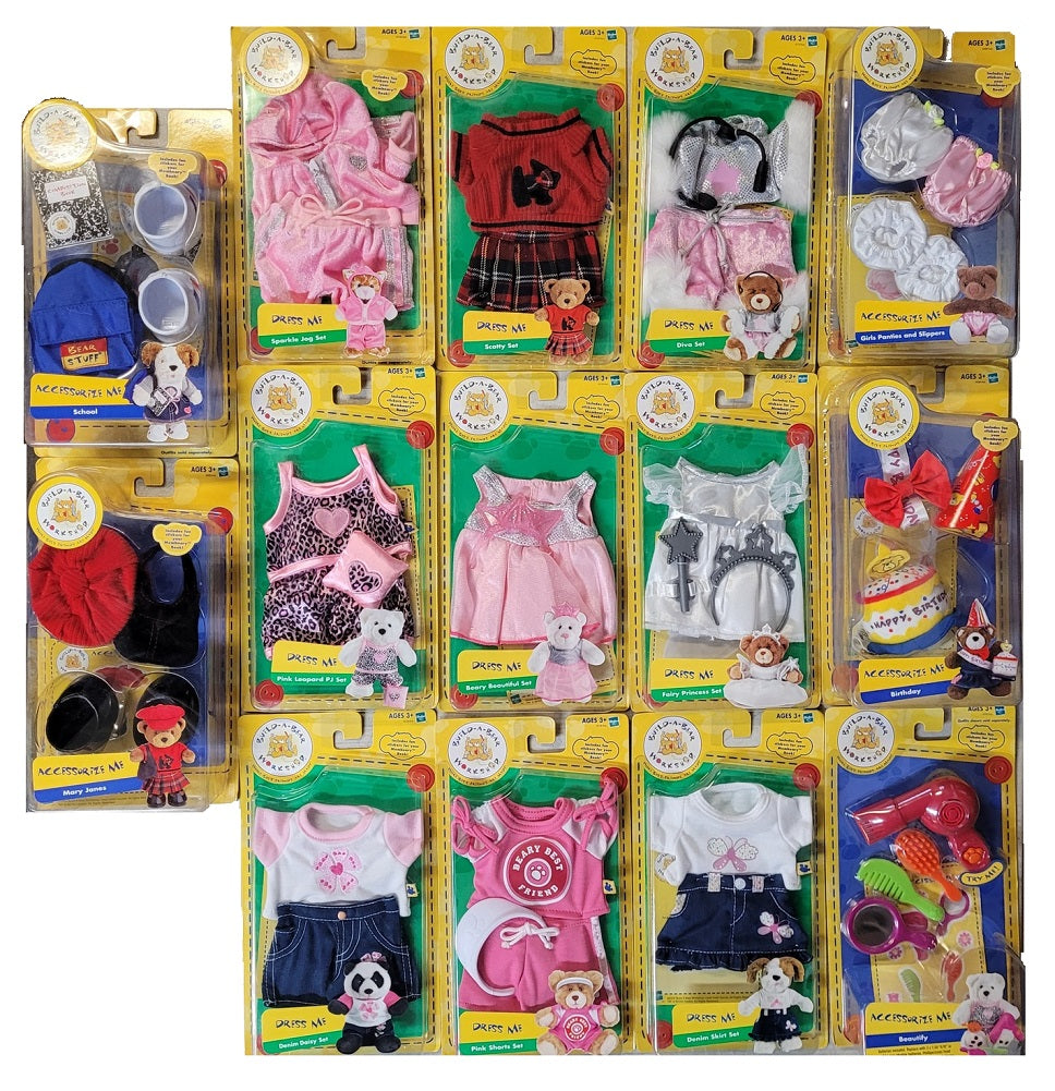 14-Piece Build-A-Bear Dress Me & Accessorize Me for Outfits 8-10in Bear Buddies