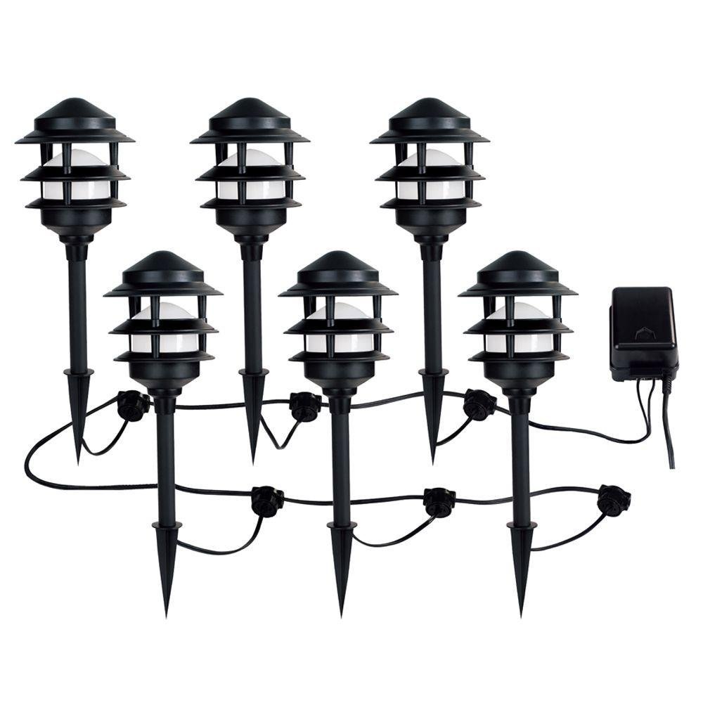 CE TECH Low-Voltage Black Audio Path Light Kit with Bluetooth Technology (6-P...