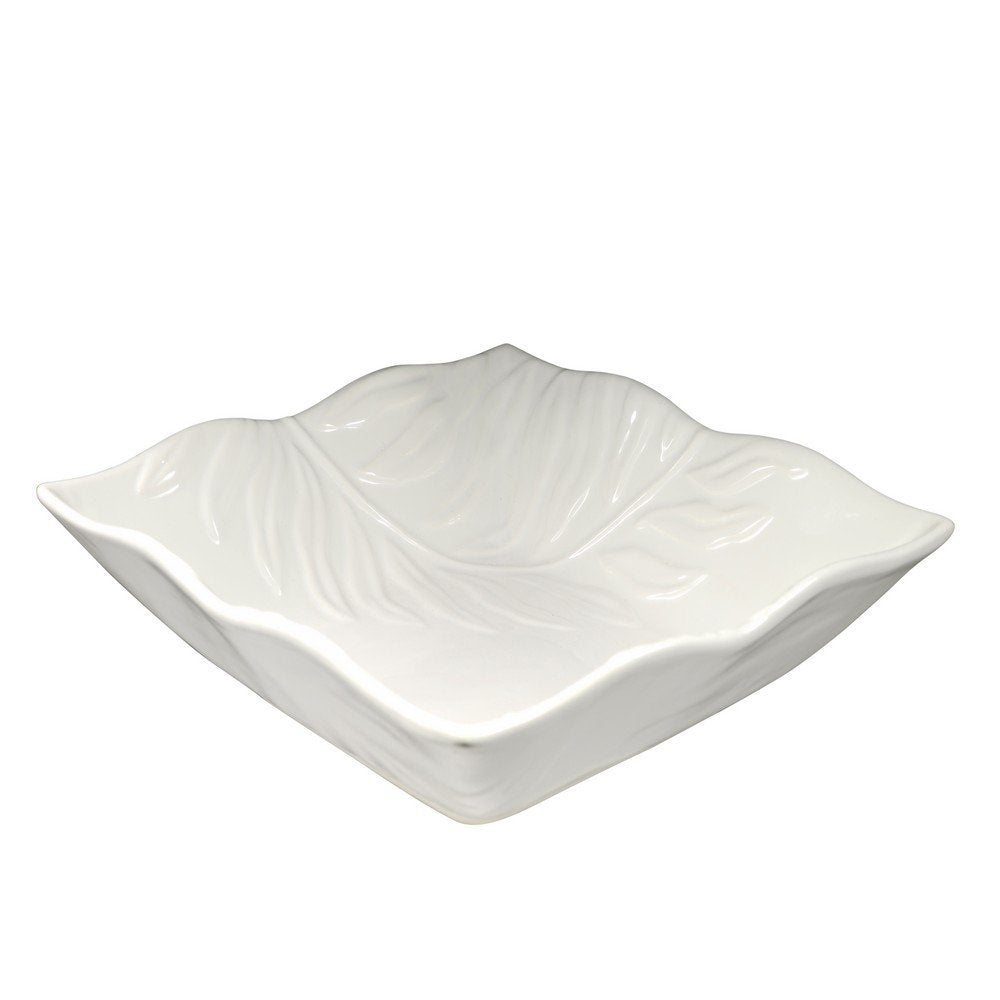 10 Strawberry Street Boca 12" Embossed Square Bowl, White