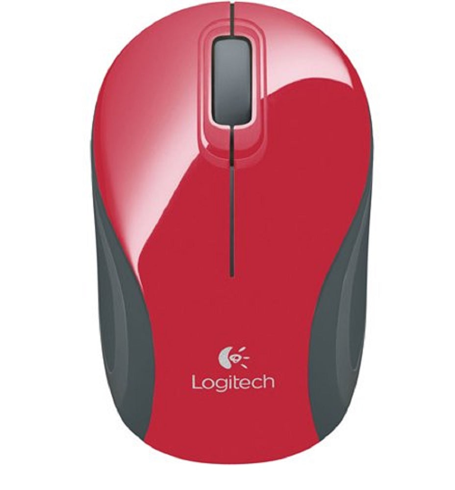 Logitech M187 Ultra Portable Mini Mouse Optical Wireless 2.4 GHz, Red/Gray