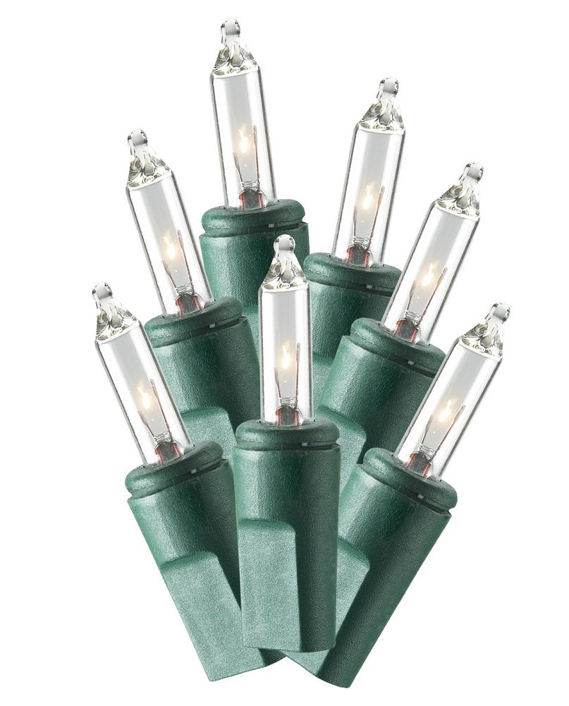 Philips 100 Remains Lit Light Set Mini Clear with Green Wire