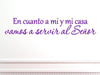 Vinyl Say s.0004.EnCuanto-G.Purple -55x10 Spanish Wall Sayings En Cuanto a mi y mi Casa Vamos a Servir al Senor, Gloss Purple, 55-Inch x 10-Inch