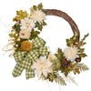24-Inch Artificial Flower Harvest Wreath White & Green Pumpkin Wreath for Front Door