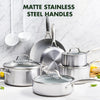 GreenPan Venice Pro 10-Piece Cookware Set Stainless Steel Ceramic Non-Stick Dove Grey