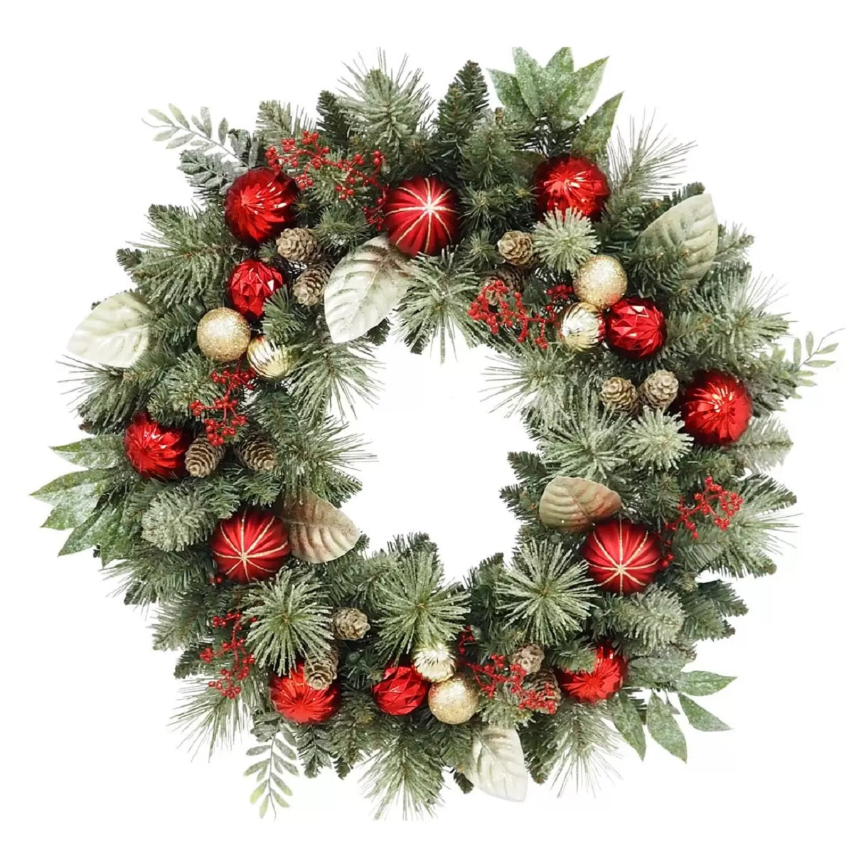 30-inch Pre-Lit Christmas Decorative Wreath with 50 LED Lights Battery Operated