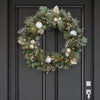 30-inch Pre-Lit Decorated Christmas Wreath with 50 LED Lights Battery Operated (Gold)