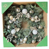 30-inch Pre-Lit Decorated Christmas Wreath with 50 LED Lights Battery Operated (Gold)