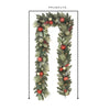 9FT Pre-Lit Decorated Garland 90 Warm White LED Lights Red/Gold Accents