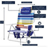 Nautica 5-Position Lay Flat Backpack Beach Chair Rainbow Stripe