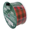 Wire Edged Red and Black Plaid Ribbon 50 Yards x 2.5 inches