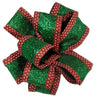 Kirkland Wire Edged Green Glitter Ribbon with Red & White Dot Edges 50yd X 1.5in