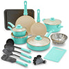 GreenLife Soft Grip Healthy Ceramic Nonstick 18-Piece Pots/Frying Pans Set Turquoise