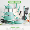 GreenLife Soft Grip Healthy Ceramic Nonstick 18-Piece Pots/Frying Pans Set Turquoise