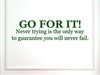 Go for it, Never Trying is The Only Way to Guarantee You Will Never, fail