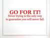 Go for it, Never Trying is The Only Way to Guarantee You Will Never, fail