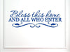 Vinyl Say 1240.Bless-G.Blue -33x10.5 Wall Decal - Bless This Home and All Who Enter, 33 x 10.5-Inch, Gloss Blue
