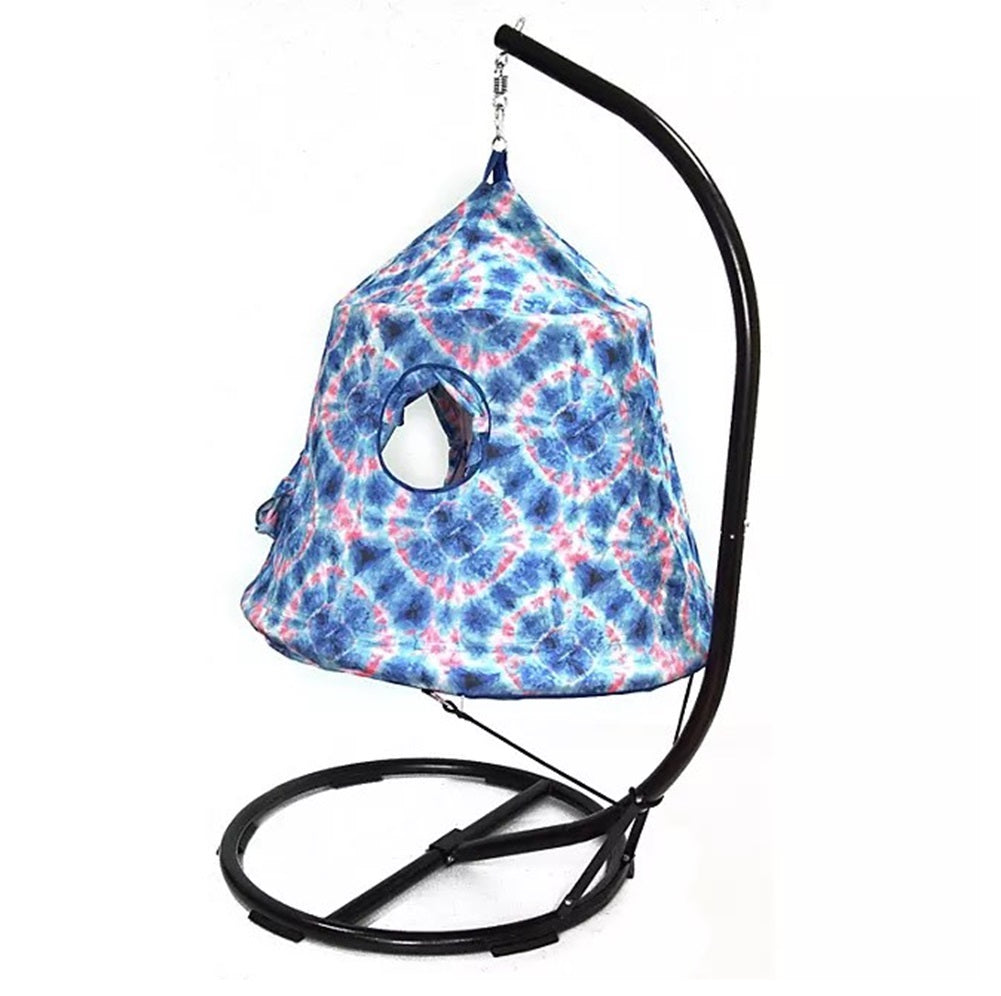 hanging tent with stand Member's Mark Kid's Hangout Pod Tent Blue Tie Dye 39.4" D x 75.6" H