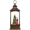 Battery-Operated Holiday Lantern with LED Light - Santa